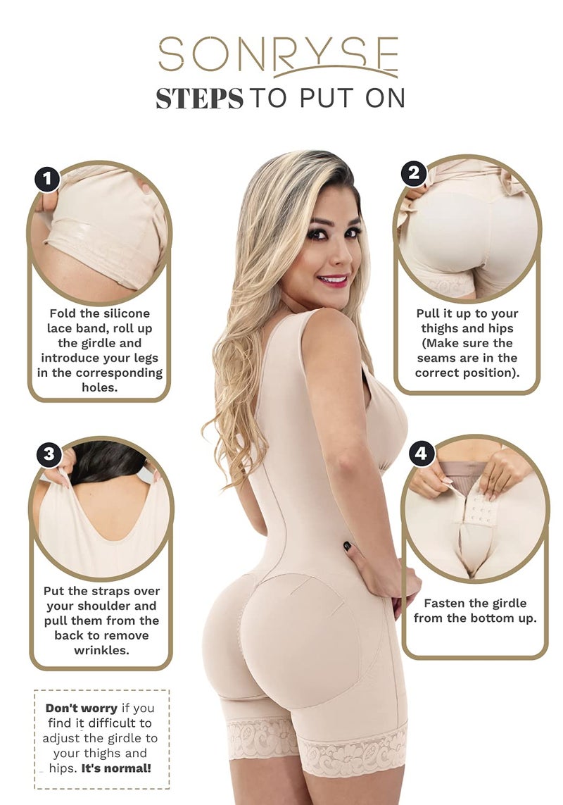 Sonryse 086 Fajas Colombianas Reductoras y Moldeadoras Stage 1 Post Surgery Tummy Tuck BBL Shapewear Mocha 2XL - Image 4